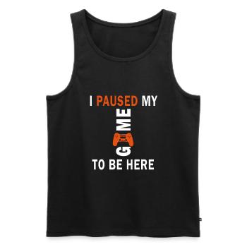 I paused my game shirt for gamers - Men's Premium Organic Tank Top - black - Front - Michal (187cm)