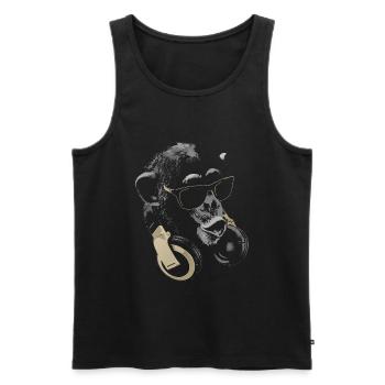 Affe DJ Bling - Männer Premium Bio Tank Top - Schwarz - Vorne - AI Model Male 178 light (178cm)