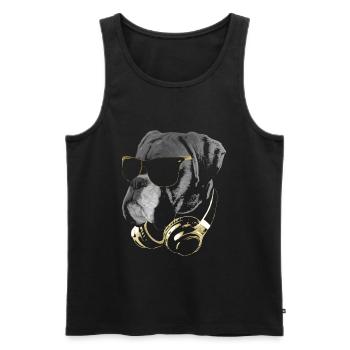 DJ BoxerHund Bling - Männer Premium Bio Tank Top - Schwarz - Vorne - Michal (187cm)
