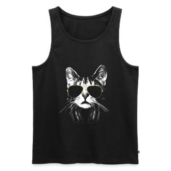 Dj Cat White - Men's Premium Organic Tank Top - black - Front - AI Model Male 178 light (178cm)
