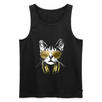 Dj Cat Bling - Men's Premium Organic Tank Top - black - Front - AI Model Male 178 light (178cm)