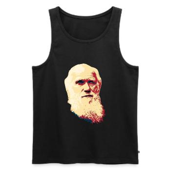 Charles Darwin - Men's Premium Organic Tank Top - black - Front - AI Model Male 178 light (178cm)