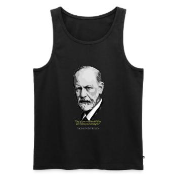 Sigmund Freud Quote - Men's Premium Organic Tank Top - black - Front - AI Model Male 178 light (178cm)