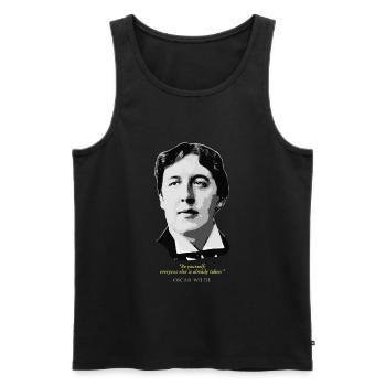 Oscar Wilde Quote - Men's Premium Organic Tank Top - black - Front - AI Model Male 178 light (178cm)