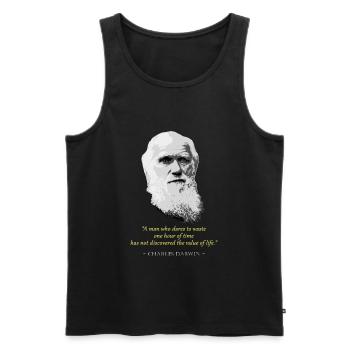 Charles Darwin Quote - Men's Premium Organic Tank Top - black - Front - AI Model Male 178 light (178cm)