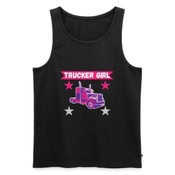 LKW Fahrerin Truckerin LKW Frau Girl Trucker Girl - Männer Premium Bio Tank Top - Schwarz - Vorne - Michal (187cm)