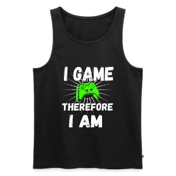 I Game Therefore I Am Gamer humor - Männer Premium Bio Tank Top - Schwarz - Vorne - Michal (187cm)