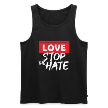 Love Stops Hate Injustice Racism - Men's Premium Organic Tank Top - black - Front - AI Model Male 178 light (178cm)