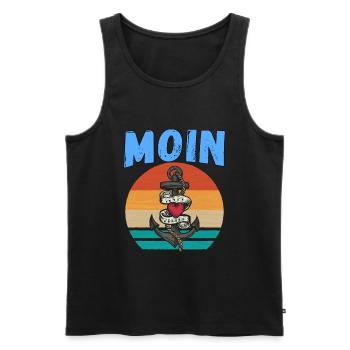 Moin lustige Norddeutsch Sprüche Ozean Meer Anker - Männer Premium Bio Tank Top - Schwarz - Vorne - Michal (187cm)