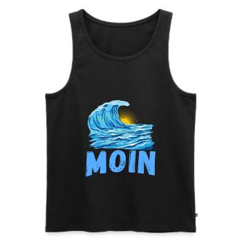 Moin lustige Norddeutsch Sprüche Ozean Meer Anker - Männer Premium Bio Tank Top - Schwarz - Vorne - Michal (187cm)