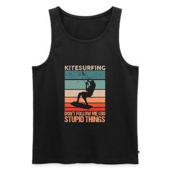 Kiteboard Kite Surf Surf Surf Retro Vintage Kiten - Débardeur bio Premium Homme - noir - Devant - Michal (187cm)