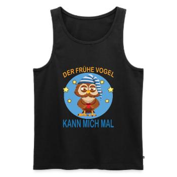 Frühe Vogel kann mich mal Eule Kaffee Morgenmuffel - Männer Premium Bio Tank Top - Schwarz - Vorne - AI Model Male 178 light (178cm)