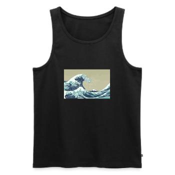 Great Wave of Kanagawa - Men's Premium Organic Tank Top - black - Front - AI Model Male 178 light (178cm)
