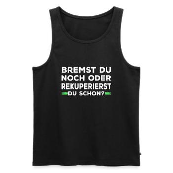 Lustige Elektroauto Sprüche Eauto Emobilität - Männer Premium Bio Tank Top - Schwarz - Vorne - Michal (187cm)