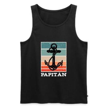 Papitän Capitän Anker Retro Vintage Papa - Männer Premium Bio Tank Top - Schwarz - Vorne - Michal (187cm)