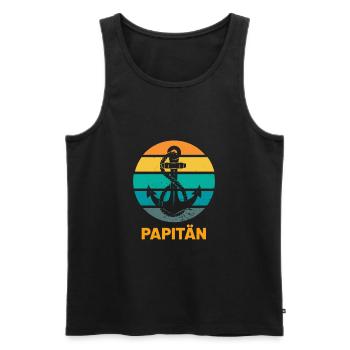 Papitän Capitän Anker Retro Vintage Papa - Männer Premium Bio Tank Top - Schwarz - Vorne - Michal (187cm)