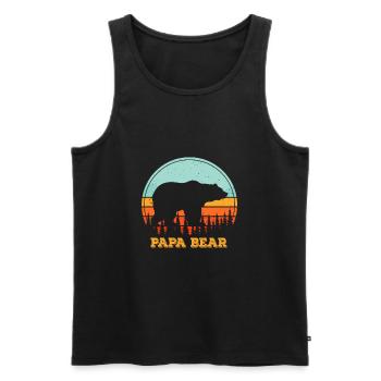 Vintage Papa Bear Baby Bear Retro Bear - Men's Premium Organic Tank Top - black - Front - AI Model Male 178 light (178cm)