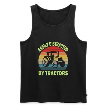 easily distracted by tractors - Men's Premium Organic Tank Top - black - Front - Michal (187cm)