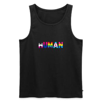 HUMAN LGBT Flag Gay Pride Month Transgenre Rainbo - Débardeur bio Premium Homme - noir - Devant - AI Model Male 178 light (178cm)
