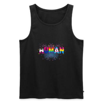 HUMAN LGBT Flag Gay Pride Month Transgenre Rainbo - Débardeur bio Premium Homme - noir - Devant - AI Model Male 178 light (178cm)