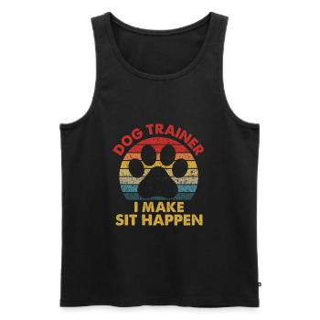 Dog Trainer I Make Sit Happen - Men's Premium Organic Tank Top - black - Front - Michal (187cm)