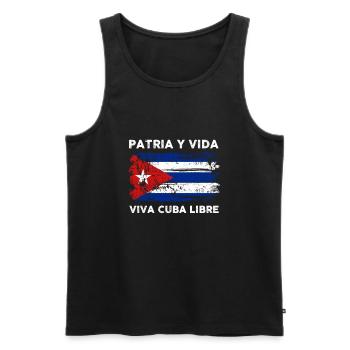 Free Patria Y Vida Cuba Drapeau Libre - Débardeur bio Premium Homme - noir - Devant - AI Model Male 178 light (178cm)