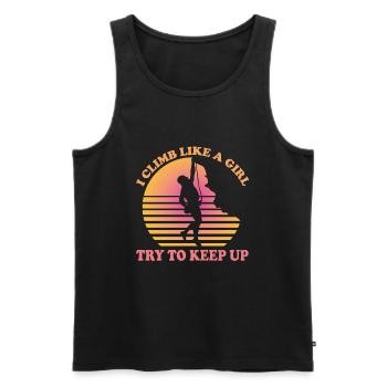 I Climb Like a Girl Try to Keep Up - Men's Premium Organic Tank Top - black - Front - Michal (187cm)