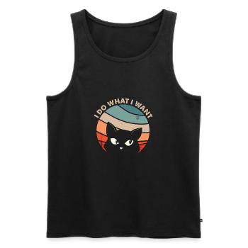 Vintage I Do What I Want Lovers Cat Retro - Men's Premium Organic Tank Top - black - Front - AI Model Male 178 light (178cm)