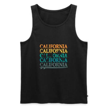 San Diego CA California Van Life Surfer USA - Männer Premium Bio Tank Top - Schwarz - Vorne - AI Model Male 178 light (178cm)