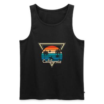 San Diego CA California Van Life Surfer USA - Männer Premium Bio Tank Top - Schwarz - Vorne - AI Model Male 178 light (178cm)