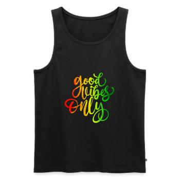 Good Vibes Only Rasta Reggae Roots - Männer Premium Bio Tank Top - Schwarz - Vorne - AI Model Male 178 light (178cm)