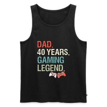 Funny Gaming Sayings Dad 40 Birthday Gamer - Men's Premium Organic Tank Top - black - Front - Michal (187cm)