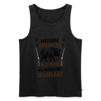 Véritable chasseur de sanglier - Débardeur bio Premium Homme - noir - Devant - Michal (187cm)