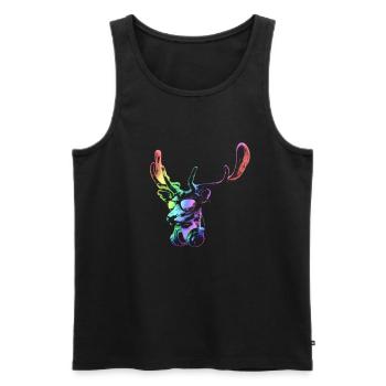 Hirsch DJ. Neon coole und lustige Musiktier mit - Männer Premium Bio Tank Top - Schwarz - Vorne - AI Model Male 178 light (178cm)