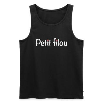 Petit filou - Surnom rigolo - Débardeur bio Premium Homme - noir - Devant - AI Model Male 178 light (178cm)