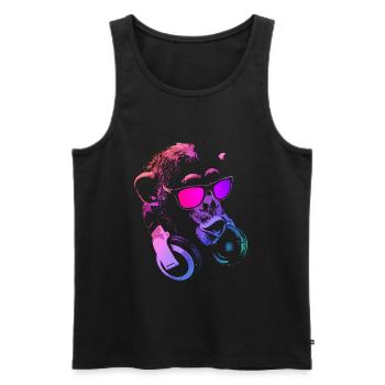 Affen DJ Pink - Männer Premium Bio Tank Top - Schwarz - Vorne - AI Model Male 178 light (178cm)