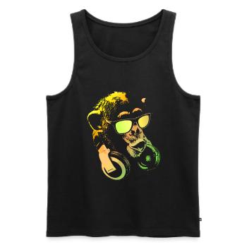 Affen DJ Yellow - Männer Premium Bio Tank Top - Schwarz - Vorne - AI Model Male 178 light (178cm)