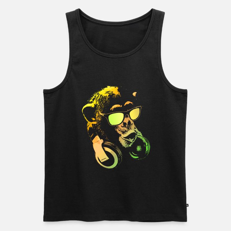 Affen DJ Yellow - Männer Premium Bio Tank Top - Schwarz
