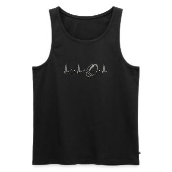 Bola de fútbol americana. Corazón. Amor. Ekg. - Débardeur bio Premium Homme - noir - Devant - AI Model Male 178 light (178cm)