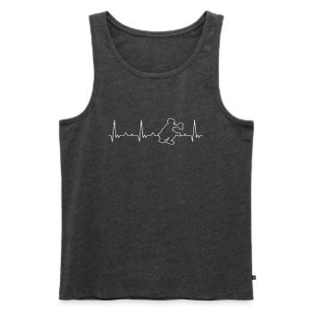 Baseball Catcher. Heart. Love. EKG. Pulse. Beat. - Men's Premium Organic Tank Top - heather anthracite - Front - AI Model Male 178 light (178cm)