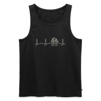 Beach Palm Sunset. Corazón. Amor. Ekg. Legumbres. - Débardeur bio Premium Homme - noir - Devant - Michal (187cm)