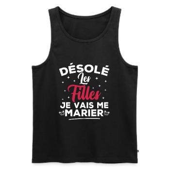 Désolé les filles je vais me marier - Débardeur bio Premium Homme - noir - Devant - Michal (187cm)