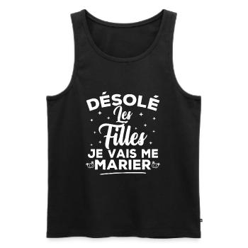 Désolé les filles je vais me marier - Débardeur bio Premium Homme - noir - Devant - Michal (187cm)