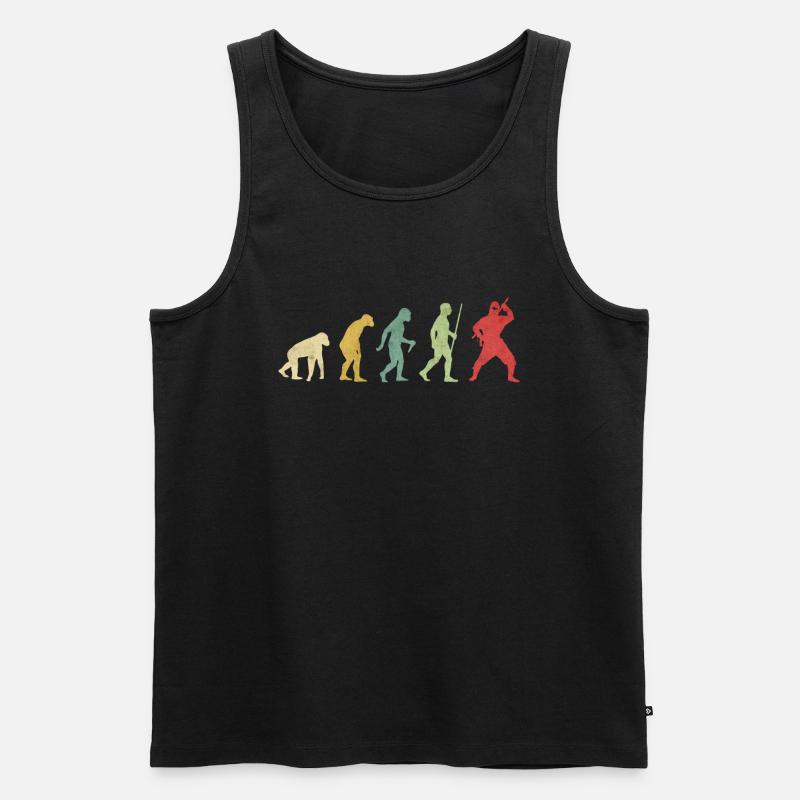 Ninja Pose Evolution - Männer Premium Bio Tank Top - Schwarz
