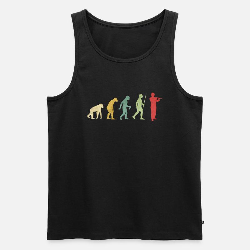 Flute Playing Man Evolution - Men's Premium Organic Tank Top - black
