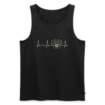 Phone Retro Vintage. Heart. Love. EKG. Pulse. - Men's Premium Organic Tank Top - black - Front - AI Model Male 178 light (178cm)