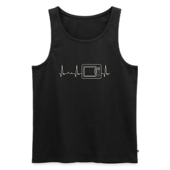 Mikrowelle. Herz. Liebe. Ekg. Impuls. Schlagen. - Männer Premium Bio Tank Top - Schwarz - Vorne - AI Model Male 178 light (178cm)