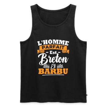 L'homme parfait est breton et barbu - Débardeur bio Premium Homme - noir - Devant - Michal (187cm)