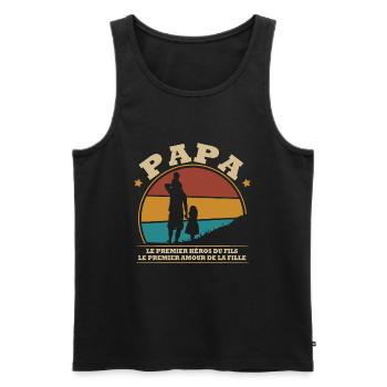 Papa: le premier héros du fils - Débardeur bio Premium Homme - noir - Devant - Michal (187cm)
