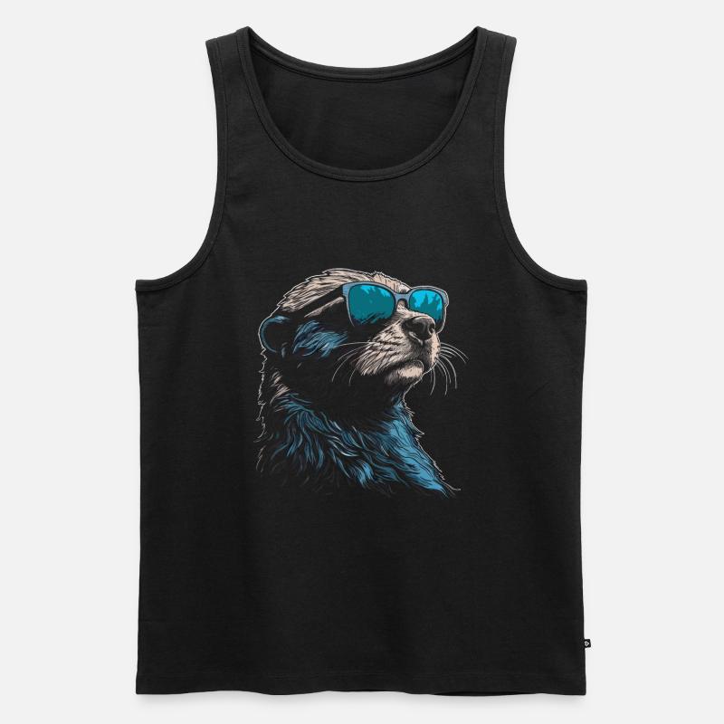 Otter Sonnenbrille - Männer Premium Bio Tank Top - Schwarz